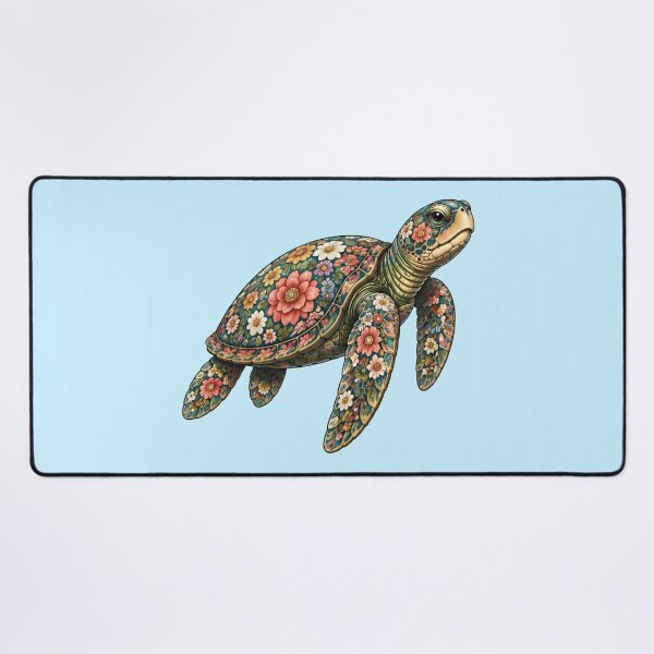 Item preview, Floral Pattern Sea Turtle | Ocean Floral V.2 Art Collection designed and sold by Zaru Art Studio.
