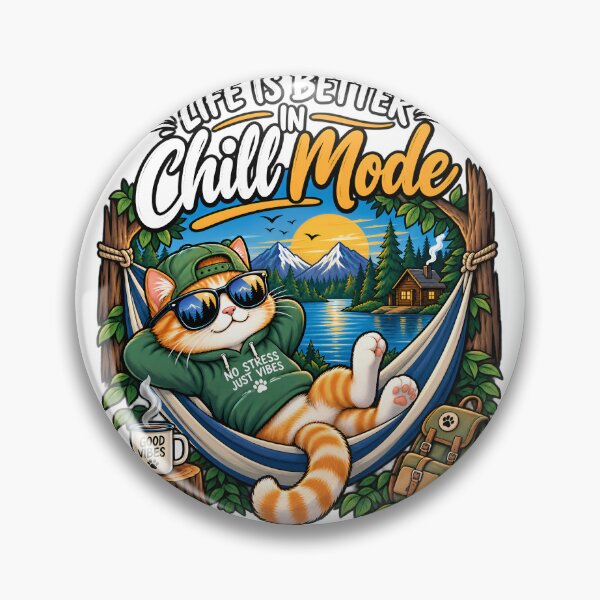Item preview, Life Is Better in Chill Mode – Cool Cat Camping T-Shirt designed and sold by : CraftyVibes.