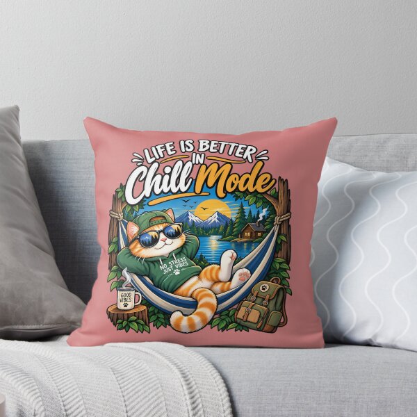 Item preview, Life Is Better in Chill Mode – Cool Cat Camping T-Shirt designed and sold by : CraftyVibes.