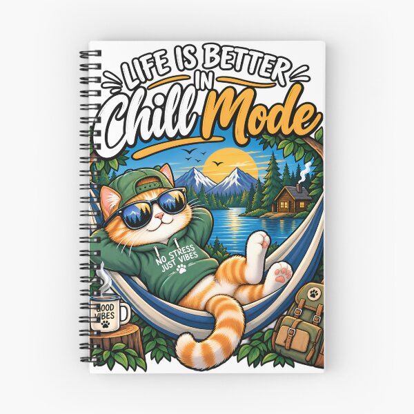 Item preview, Life Is Better in Chill Mode – Cool Cat Camping T-Shirt designed and sold by : CraftyVibes.