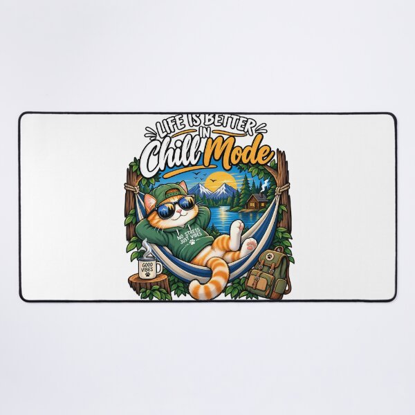 Item preview, Life Is Better in Chill Mode – Cool Cat Camping T-Shirt designed and sold by : CraftyVibes.