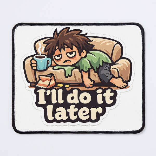 Item preview, I'll Do It Later Procrastination Boy - Funny Lazy Couch Sticker designed and sold by OuSfian1.