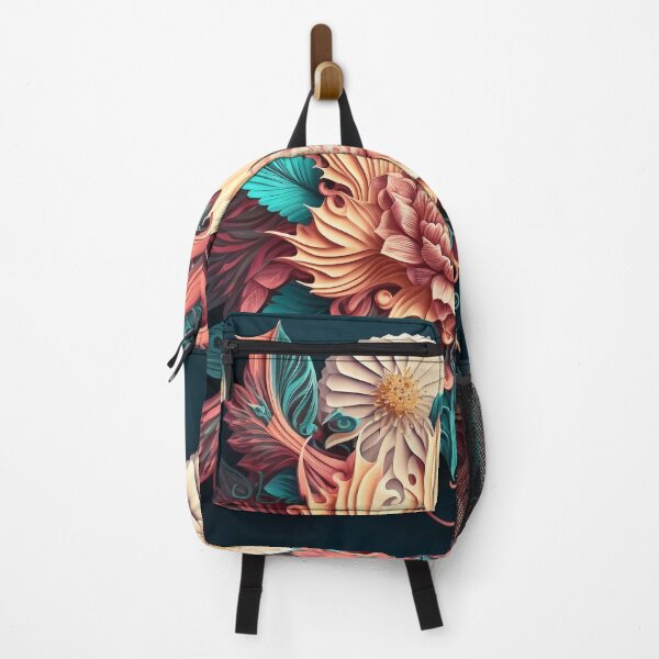 Item preview, Cream Peony with Teal Fronds and Coral designed and sold by RAGANADesign.