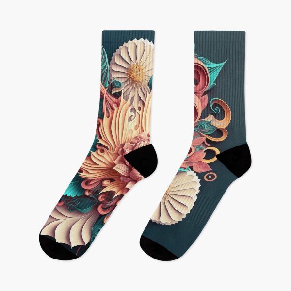 Item preview, Cream Peony with Teal Fronds and Coral designed and sold by RAGANADesign.