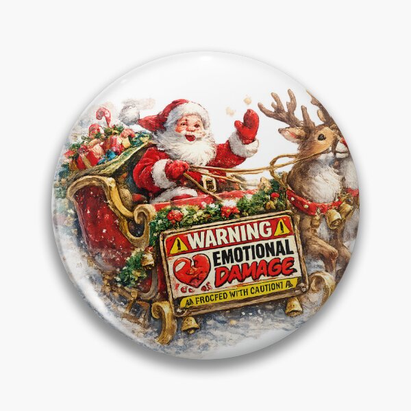 Item preview, Funny Santa Sleigh Warning Emotional Damage Vintage Watercolor designed and sold by Sitred123.