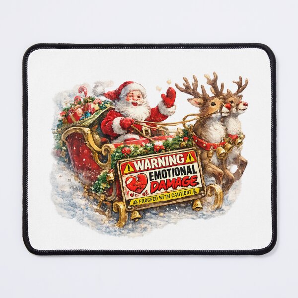 Item preview, Funny Santa Sleigh Warning Emotional Damage Vintage Watercolor designed and sold by Sitred123.