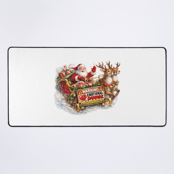 Item preview, Funny Santa Sleigh Warning Emotional Damage Vintage Watercolor designed and sold by Sitred123.