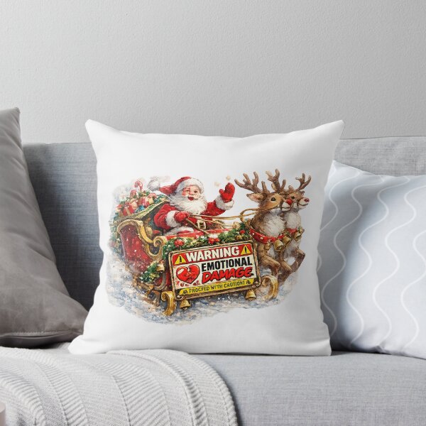 Item preview, Funny Santa Sleigh Warning Emotional Damage Vintage Watercolor designed and sold by Sitred123.