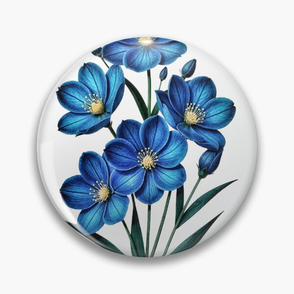 Artikelvorschau, Handgefertigte blaue florale Wandkunst entworfen und verkauft von The Empire Of Digital Art..