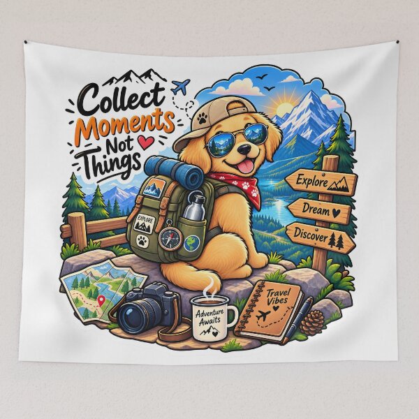 Item preview, Collect Moments Not Things Golden Retriever Sticker | Adventure Dog | Travel Hiking Sticker | Dog Lover Gift designed and sold by GenZStickerHub1.
