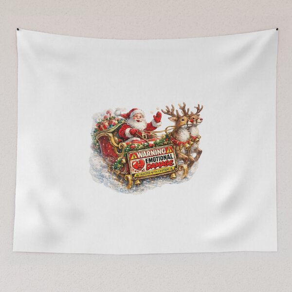 Item preview, Funny Santa Sleigh Warning Emotional Damage Vintage Watercolor designed and sold by Sitred123.