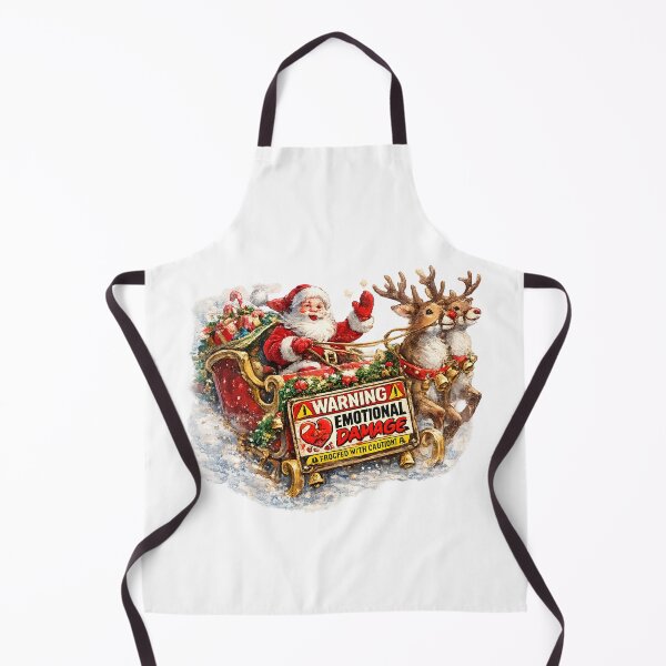 Item preview, Funny Santa Sleigh Warning Emotional Damage Vintage Watercolor designed and sold by Sitred123.