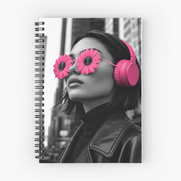 Item preview, Pink Headphones Aesthetic – Black and White Flower Sunglasses designed and sold by EatPrayLive.