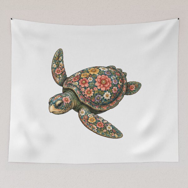Item preview, Swimming Floral Turtle | Ocean Floral V.2 Art Collection designed and sold by Zaru Art Studio.