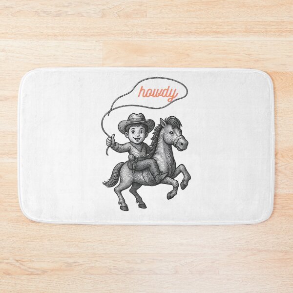 Item preview, Howdy Cowboy Riding Horse Vintage Illustration designed and sold by NourArtCorner.