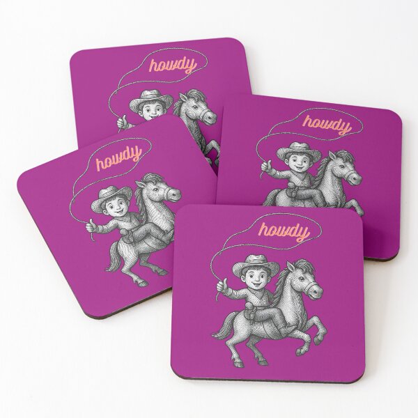 Item preview, Howdy Cowboy Riding Horse Vintage Illustration designed and sold by NourArtCorner.