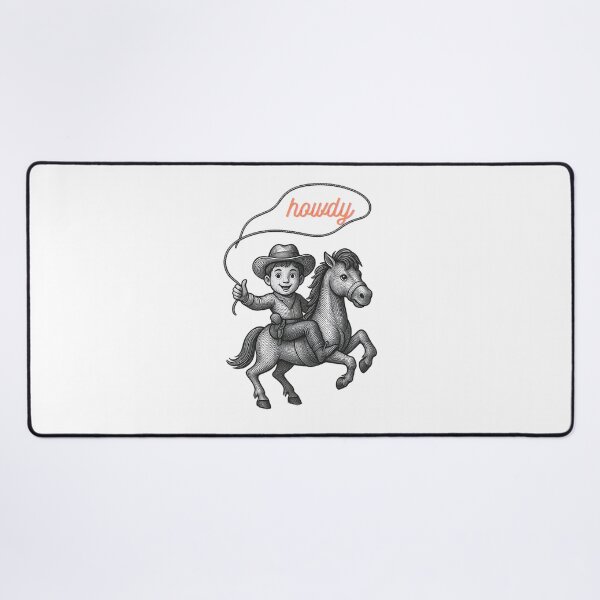 Item preview, Howdy Cowboy Riding Horse Vintage Illustration designed and sold by NourArtCorner.