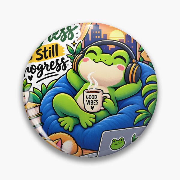 Item preview, Slow Progress Is Still Progress Frog Sticker | Cute Motivational Frog | Positive Mindset Sticker designed and sold by GenZStickerHub1.