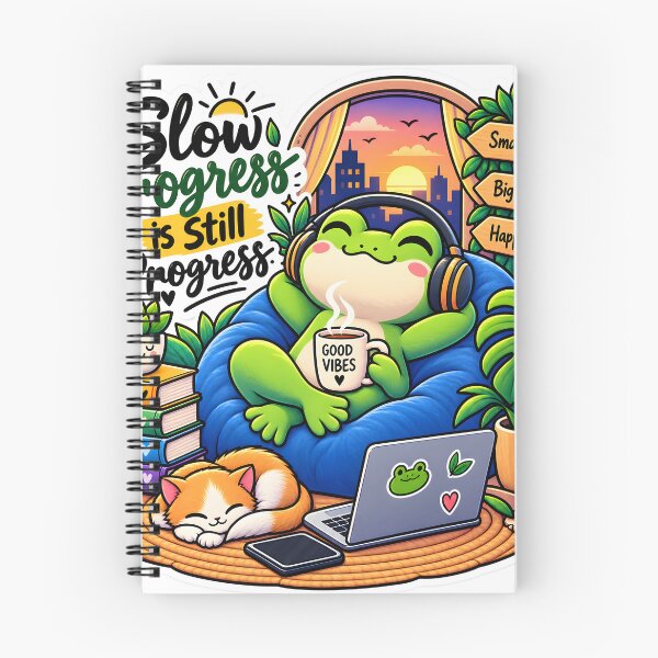 Item preview, Slow Progress Is Still Progress Frog Sticker | Cute Motivational Frog | Positive Mindset Sticker designed and sold by GenZStickerHub1.
