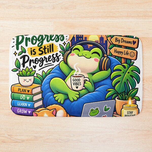 Item preview, Slow Progress Is Still Progress Frog Sticker | Cute Motivational Frog | Positive Mindset Sticker designed and sold by GenZStickerHub1.