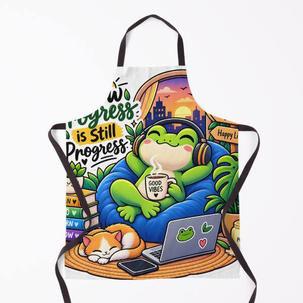 Item preview, Slow Progress Is Still Progress Frog Sticker | Cute Motivational Frog | Positive Mindset Sticker designed and sold by GenZStickerHub1.