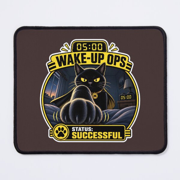 Item preview, 05:00 Wake-Up Ops/Funny Black Cat Sticker/Cat Alarm/Cat Lover Gift/Moggy Head designed and sold by Halejo68.