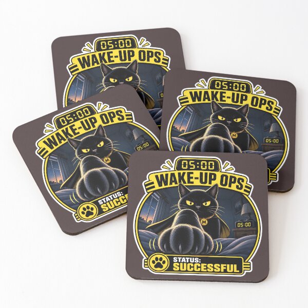 Item preview, 05:00 Wake-Up Ops/Funny Black Cat Sticker/Cat Alarm/Cat Lover Gift/Moggy Head  designed and sold by Halejo68.