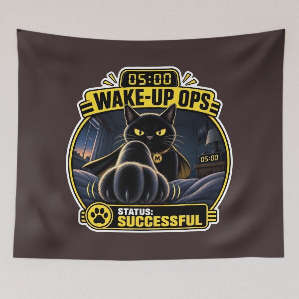 Item preview, 05:00 Wake-Up Ops/Funny Black Cat Sticker/Cat Alarm/Cat Lover Gift/Moggy Head  designed and sold by Halejo68.