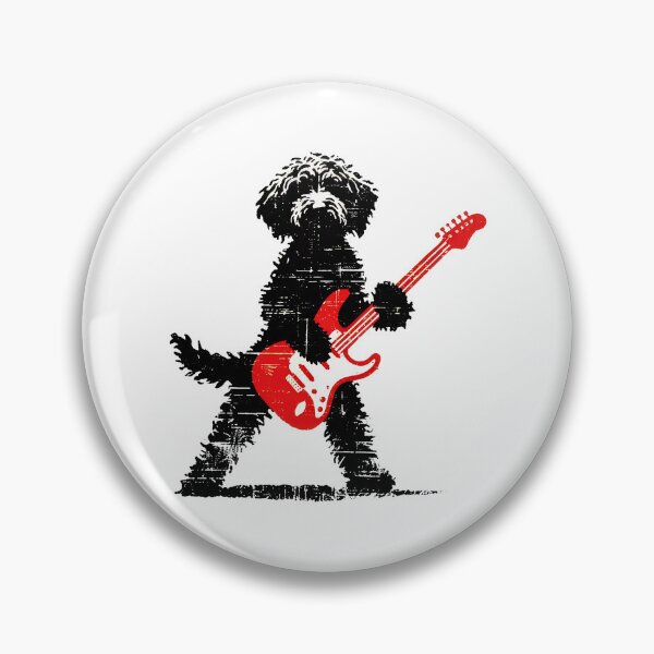 Item preview, Goldendoodle Rock Guitar Player Vintage Music Dog designed and sold by Catsi-Nook-Art.