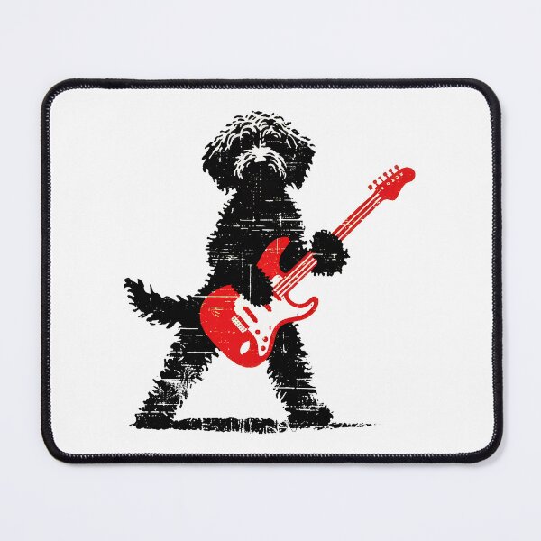Item preview, Goldendoodle Rock Guitar Player Vintage Music Dog designed and sold by Catsi-Nook-Art.