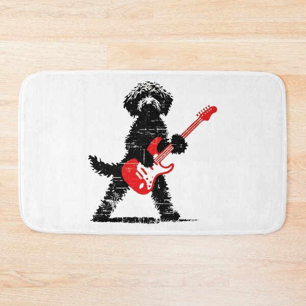 Item preview, Goldendoodle Rock Guitar Player Vintage Music Dog designed and sold by Catsi-Nook-Art.