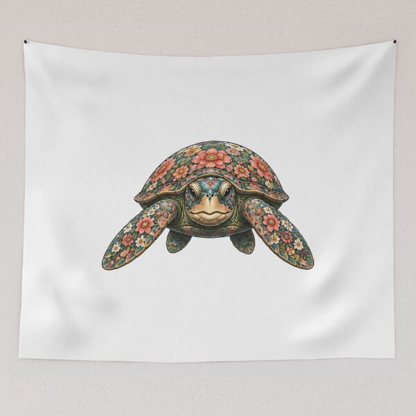 Item preview, Floral Turtle | Ocean Floral V.2 Art Collection designed and sold by Zaru Art Studio.