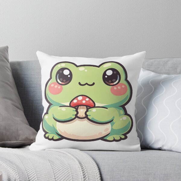 Item preview, Kawaii Frog with Mushroom Sticker - Cute Cottagecore Aesthetic Illustration designed and sold by OuSfian1.