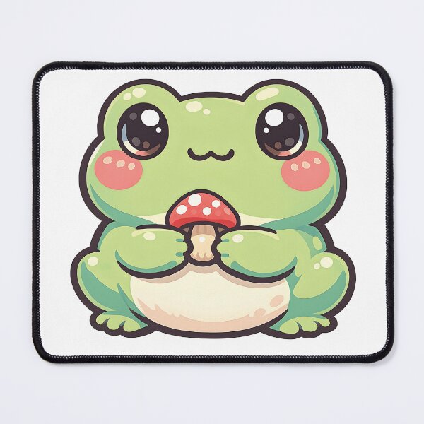 Item preview, Kawaii Frog with Mushroom Sticker - Cute Cottagecore Aesthetic Illustration designed and sold by OuSfian1.