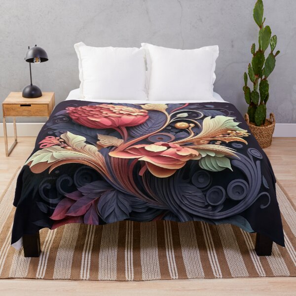 Item preview, Single Pink Peony with Navy Scrollwork designed and sold by RAGANADesign.