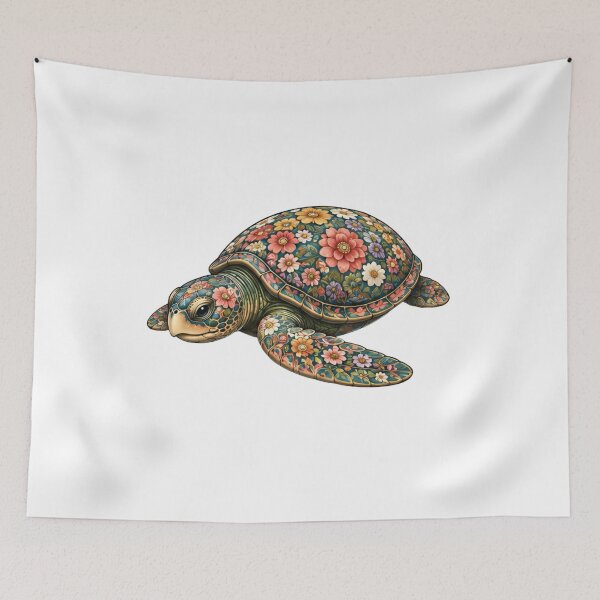 Item preview, Resting Floral Sea Turtle | Ocean Floral V.2 Art Collection designed and sold by Zaru Art Studio.