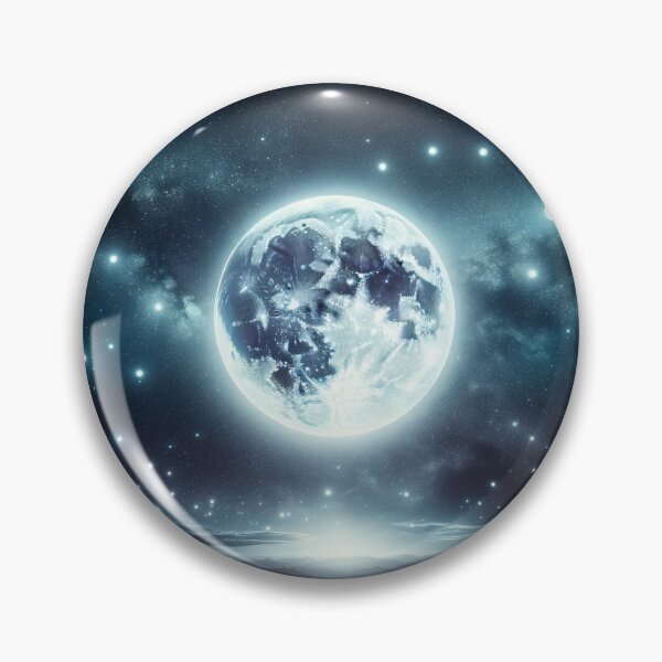Item preview, Glowing Full Moon in Starry Night Sky, Celestial Space Art designed and sold by NarjaShop.