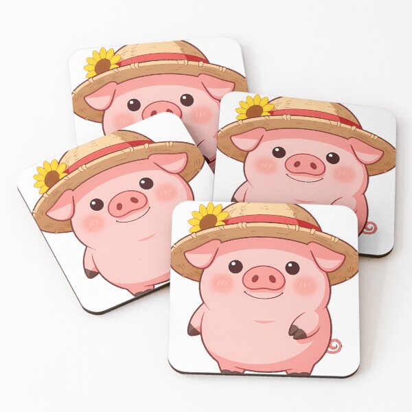 Item preview, Pink Pig with Straw Hat designed and sold by pumsquare.