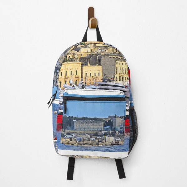 Item preview, Luxury red superyacht docked in Birgu marina with historic cityscape of Vittoriosa, Malta designed and sold by goceris.