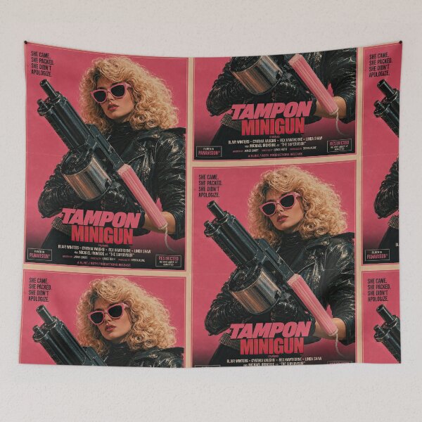 Item preview, Tampon Minigun – Retro Grindhouse Action designed and sold by obstinator.