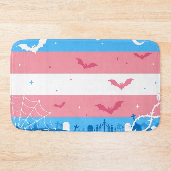 Item preview, Spooky Trans Pride Flag Halloween Graveyard Bats Aesthetic designed and sold by Travelslightly.