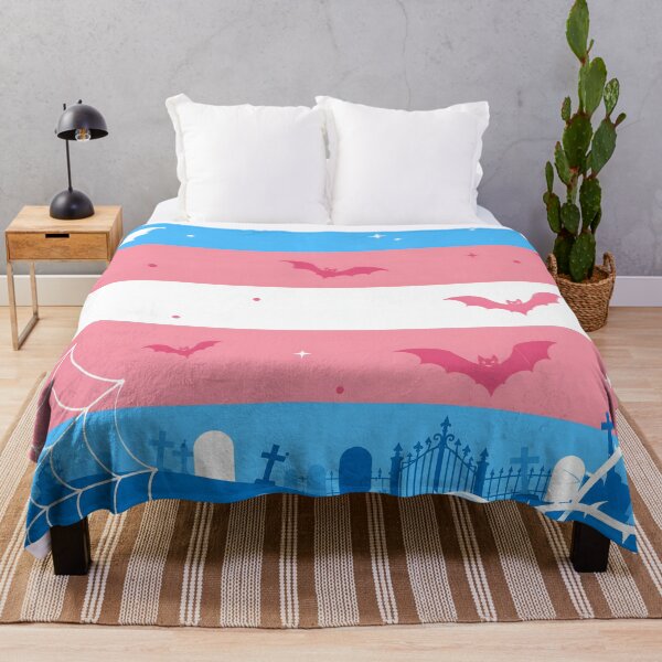 Item preview, Spooky Trans Pride Flag Halloween Graveyard Bats Aesthetic designed and sold by Travelslightly.