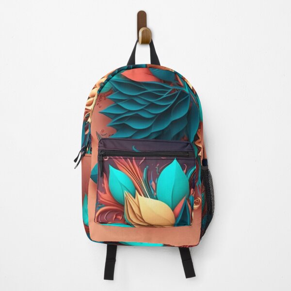 Item preview, Teal Dahlias on Warm Terracotta designed and sold by RAGANADesign.
