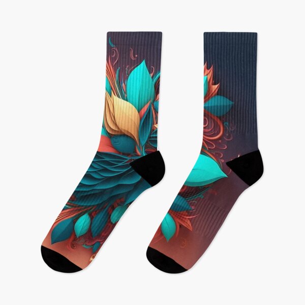 Item preview, Teal Dahlias on Warm Terracotta designed and sold by RAGANADesign.