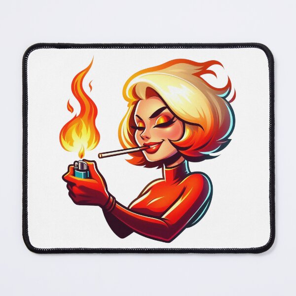 Item preview, Fiery Femme Retro Smoking Woman Bold Flame Design. designed and sold by Spark2Seduction.