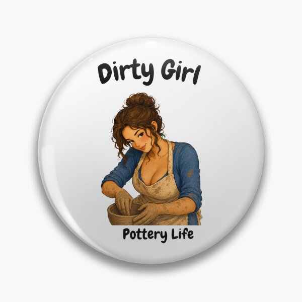 Item preview, Brunette Dirty Girl Making Pottery  designed and sold by SamanthaLPottery.
