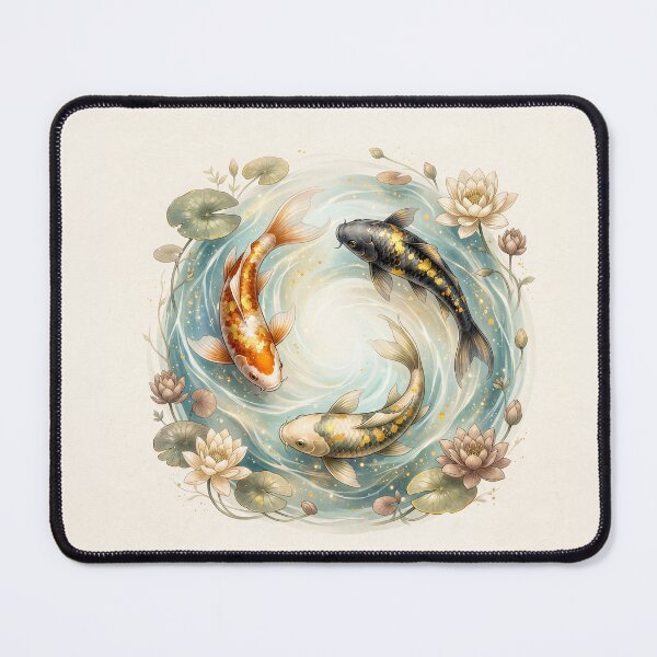 Item preview, Koi Fish Gracefully Swimming In A Circular Flowing Pattern designed and sold by Home Decor Art.