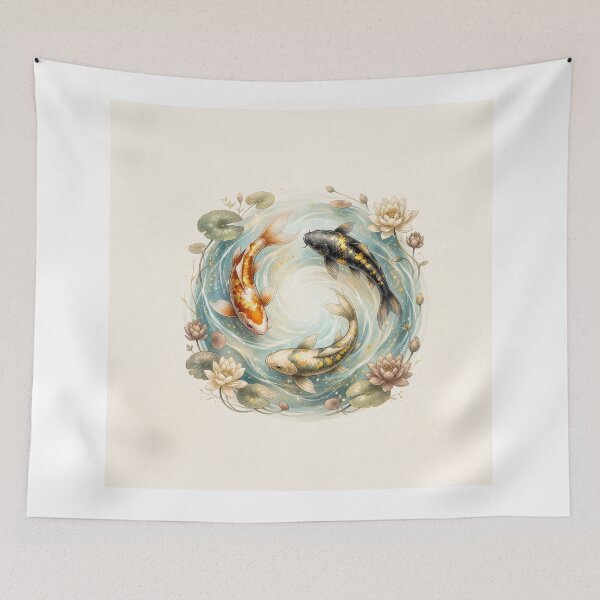 Item preview, Koi Fish Gracefully Swimming In A Circular Flowing Pattern designed and sold by Home Decor Art.