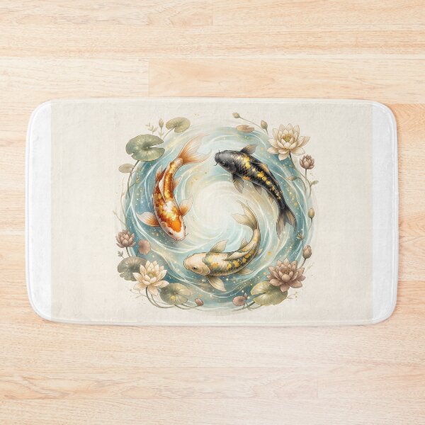 Item preview, Koi Fish Gracefully Swimming In A Circular Flowing Pattern designed and sold by Home Decor Art.