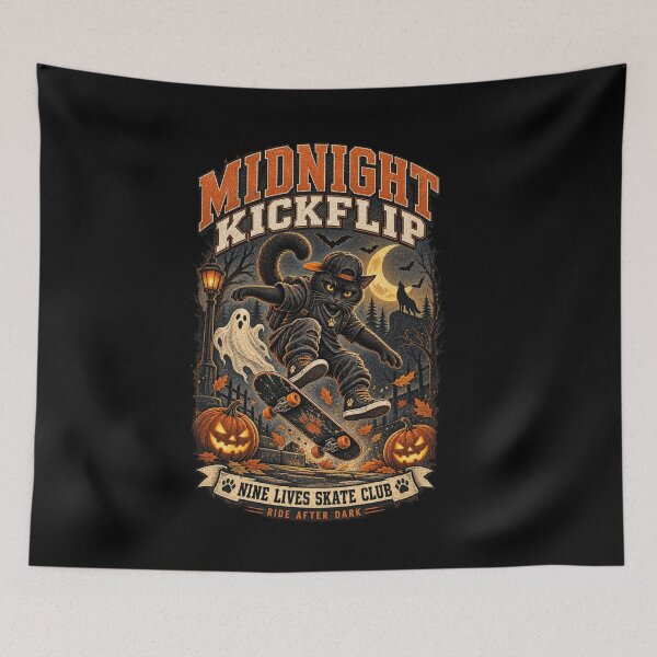 Item preview, Midnight Kickflip Black Cat Skateboard | Vintage Halloween Skate Club Graphic designed and sold by Prime legend .